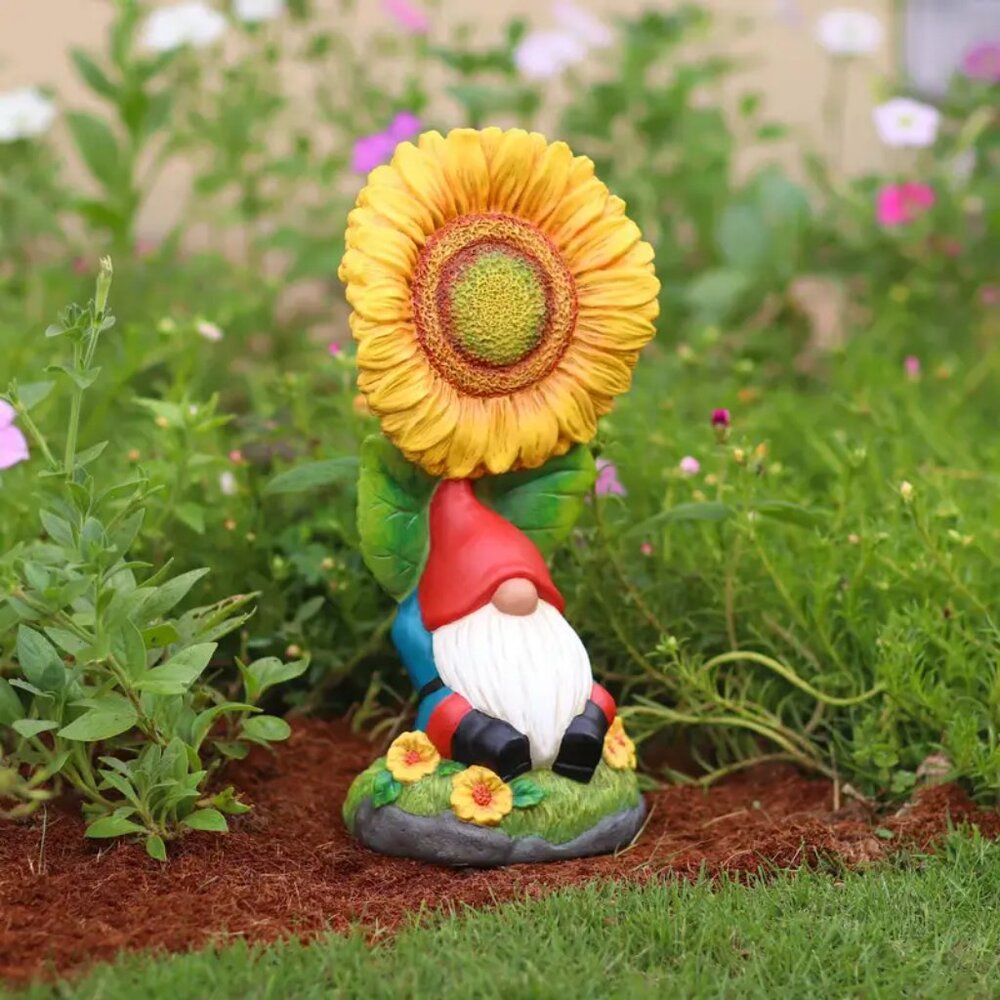 Sunflower Grome Statuary Garden Figurine NEW In BOX